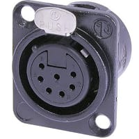 Neutrik Receptacle DL1 series 7 pin female - solder cups - black/gold