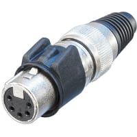 Neutrik XLR Chassis Connector, Heavy Duty, 5-Pole Female, Stainless/Gold, X-HD Series