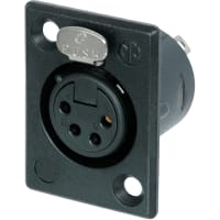 Neutrik XLR Receptacle Female Black Metal Gold 1.063 in., P Series