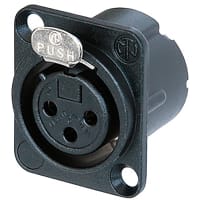 Neutrik XLR Receptacle, 3-Pin, Female, Solder, Black/Silver, DLX Series