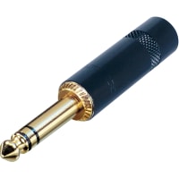 Neutrik Rean Plug 1/4" stereo - long handle - black/gold