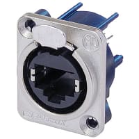 Neutrik RJ45 Receptacle, D-Shaped Flange w/Latch, Vertical PCB Panel, etherCON D Series