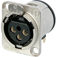 Neutrik Receptacle D series 3-Pin Female, PCBH, Nickel/Silver, D Series