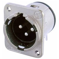 Neutrik XLR Receptacle, 3-Pole Male, HorizontalPCB, Nickel/ Silver, M3, D Series