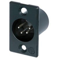 Neutrik Receptacle P series 4 pin male - soldercups - black/silver