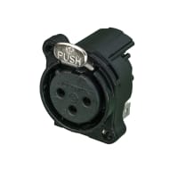 Neutrik XLR Receptacle, 3-Pin Female PCBH, Ground Together, Black, B Series