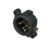 Neutrik XLR Receptacle, 3-Pin, Male, PCBH, Plastic/Gold, Black, AA Series