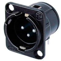 Neutrik Receptacle D series 3 pin male - PCBH - black/silver