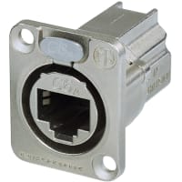 Neutrik RJ54 Receptacle, Feed-Thru, Chassis, CAT6a, Nickel, etherCON CAT6a Series