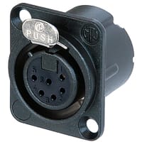 Neutrik Receptacle DLX series 6 pin female - solder - black/gold