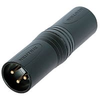 Neutrik XLR Adapter, 3-Pin Male XLR to 3-Pin Male XLR, Pre-wired, Black, AXR/XLR Series