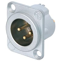 Neutrik Receptacle DLX series 3 pin male - solder - velour/gold