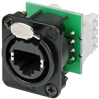 Neutrik Receptacle, 110 Punchdown, Metal Flange, Screw, etherCON CAT5 D Series