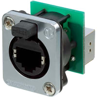 Neutrik Receptacle, Feed-Through, Nickel, IP54, etherCON CAT5 D Series