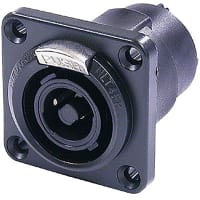 Neutrik Conn, AV, Speaker, Jack, 4 Cont, Pnl Mnt, Insulated, STX Series, Thru-Hole, Black, 250V