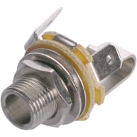 Neutrik Conn, AV, Phone, Jack, 3 Cont, Pnl Mnt, Uninsulated, NYS Series, Solder, CuSn6 Cont Mtl