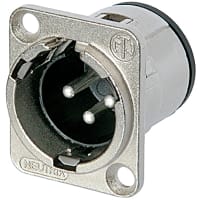 Neutrik Receptacle D series 3 pin male - PCBV - nickel/si