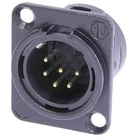 Neutrik Receptacle DL1 series 6 pin male - solder cups- black/silver