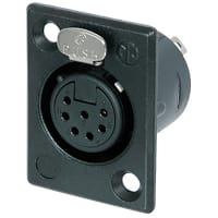 Neutrik Receptacle P series 7 pin female - solder cups - black/gold