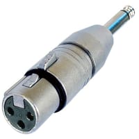 Neutrik XLR Adapter, 3-Pin Female XLR to 1/4in MonoPlug, Pre-wired, AXR/XLR Series