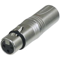 Neutrik XLR Adapter, 3-Pin XLR Female to 5-Pin XLRmale, Pre-wired, AXR/XLR Series