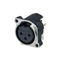 Neutrik XLR Receptacle, 3-Pin Female PCBV, Ground Together, Ni, Latchless, B Series