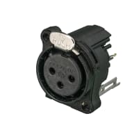 Neutrik XLR Receptacle, 3-Pin Female PCBV, Separate Ground, Black, B Series