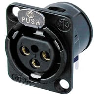 Neutrik Receptacle D series 3 pin female - PCBH - black/gold