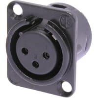 Neutrik Receptacle D series 3 pin female - solder springs- black/silver