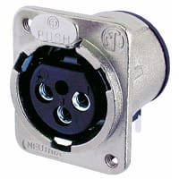 Neutrik XLR Receptacle, 3-Pole Female, PCBH, Nickel/Silver, M3, D Series