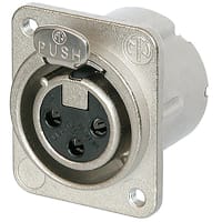 Neutrik Receptacle; DLX series; 3 pin; female; solder; nickel/silver; M3 mounting holes