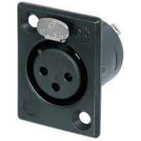 Neutrik Receptacle P series 3 pin female - solder cups - black/silver