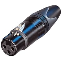 Neutrik Cable end XX series; 3 pin; female; 24 - 22 AWG; black/silver; Use DIE-R-HA-1