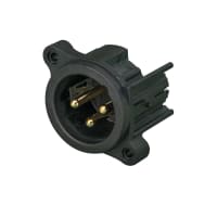 Neutrik Receptacle, A series, XLR, 3-Pin, Male, PCBH, Plastic/Gold, A Series