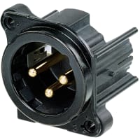 Neutrik XLR Receptacle, 3-Pin, Male, PCBH, Left, Black/Gold, B Series