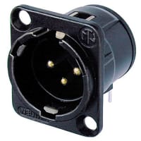 Neutrik Receptacle D series 3 pin male - PCBH - black/gold