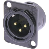 Neutrik Receptacle D series 3 pin male - solder springs - black/gold