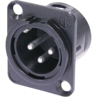 Neutrik Receptacle D series 3 pin male - solder springs- black/silver