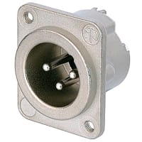 Neutrik Receptacle; DLX series; 3 pin; male; solder; nickel/silver; M3 mounting holes