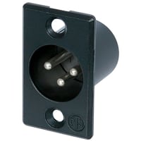 Neutrik Receptacle P series 3 pin male - solder cups - black/silver