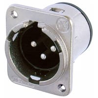 Neutrik Receptacle; DM3 series; 3 pin; male; PCBV; nickel/silver; M3 mounting holes