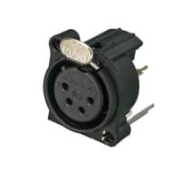 Neutrik Receptacle, A series, XLR, 4-Pin, Female, PCBV, Plastic/Gold, A Series