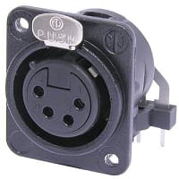 Neutrik Receptacle DM3 series 4 pin female - PCBH - black/silver