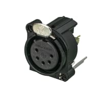 Neutrik Receptacle B series 5 pin F - PCBV - Pin 1 & grd sep - black