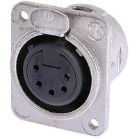 Neutrik Receptacle; DL1 series; 5 pin; female; solder; nickel/silver; M3 mounting holes