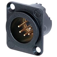 Neutrik Receptacle DLX series 5 pin male - solder - black/gold