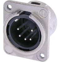 Neutrik Receptacle; DL1 series; 5 pin; male; solder; nickel/silver; M3 mounting holes