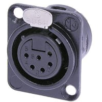 Neutrik Receptacle DL1 series 6 pin female - solder cups- black/silver