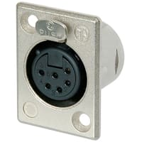 Neutrik Receptacle P series 6S pin female - solder cups - nickel/silver