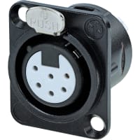 Neutrik Receptacle DL1 series 6S pin female - solder cups - black/gold